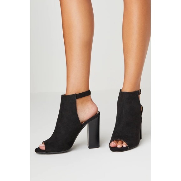 NEW Lulus Budding Romance Black Suede Peep-Toe Booties Size 7.5 - Picture 1 of 10